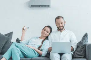 couple relaxing with heat on