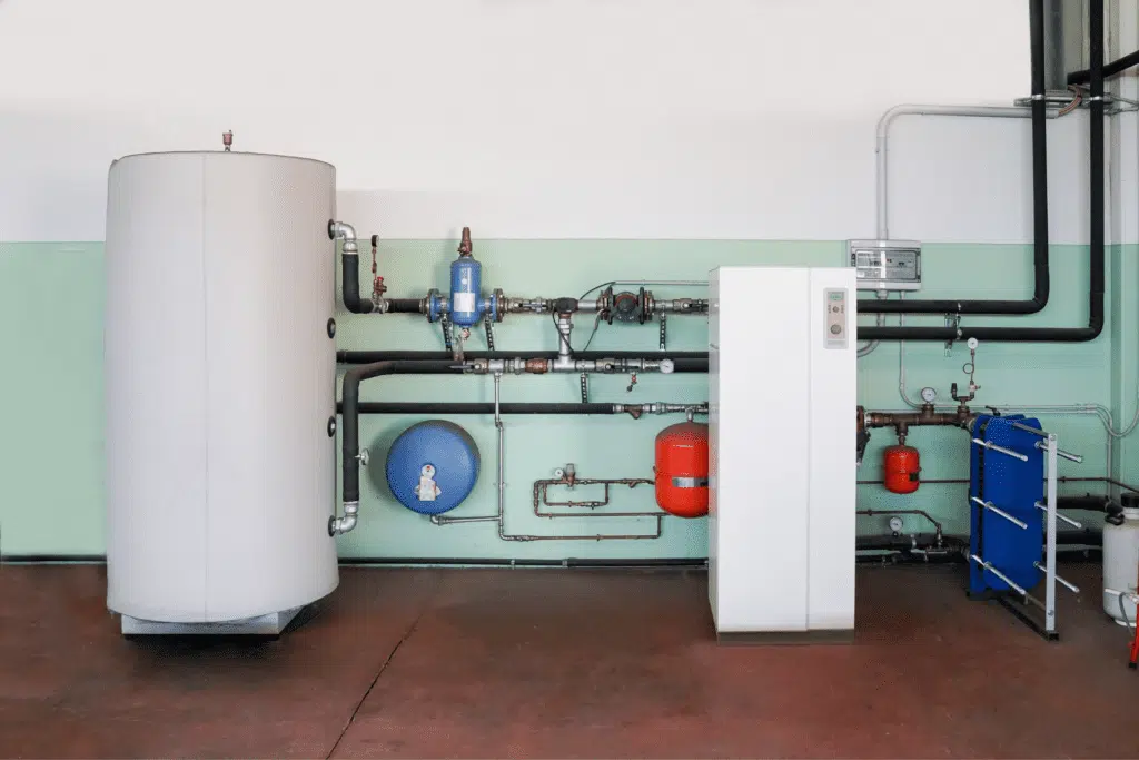 A home with a geothermal heating and cooling system, showcasing underground pipes that provide energy-efficient climate control.