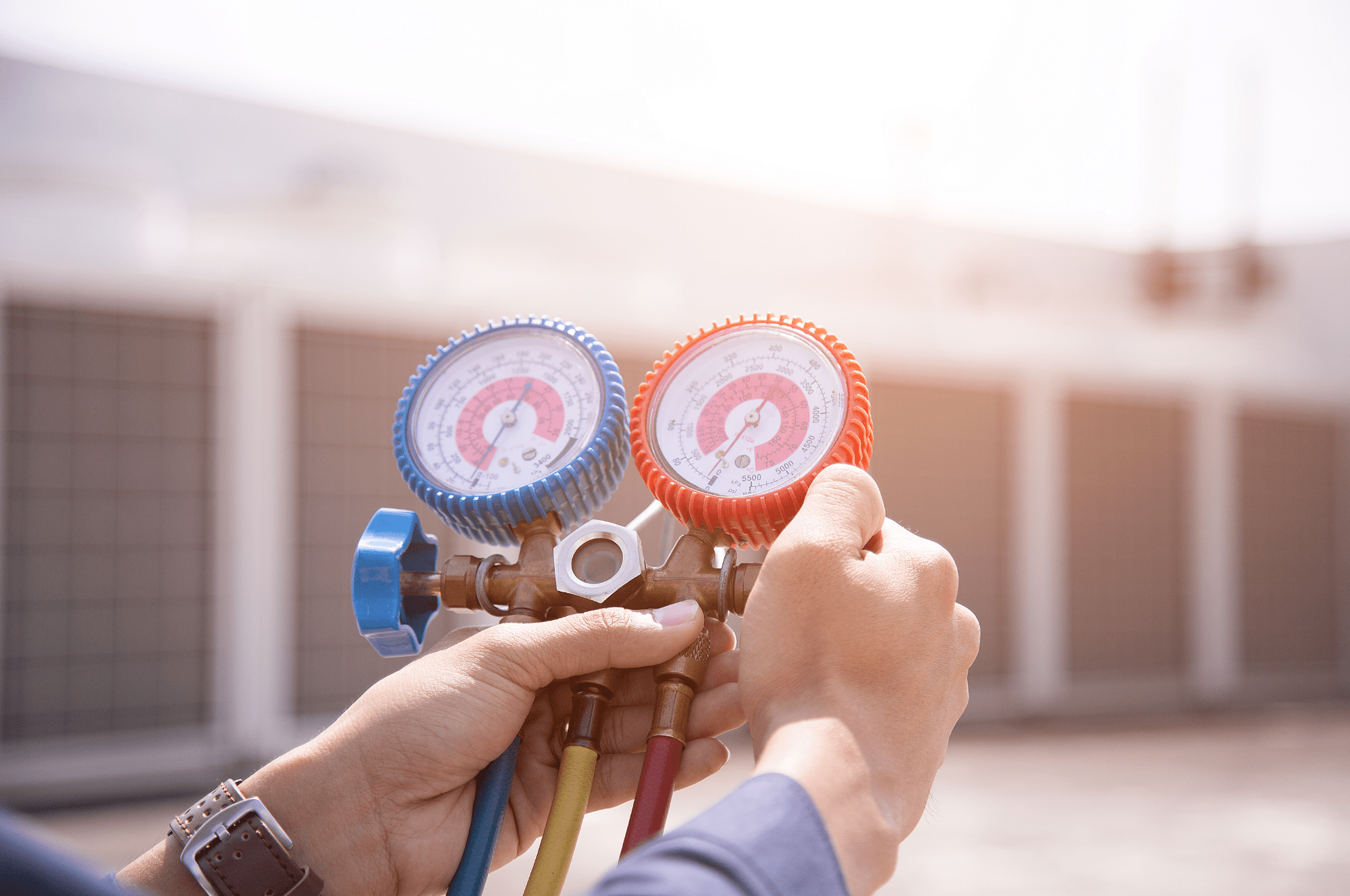 Nashville AC repair contractors reading furnace repair gauges